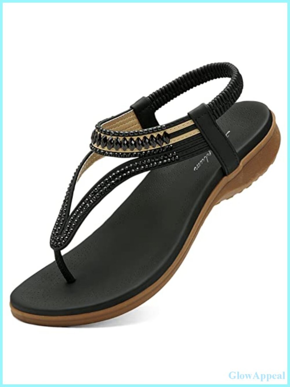 Women's Arch Support Sandals Comfort T-Strap Slip On Walking Shoes
